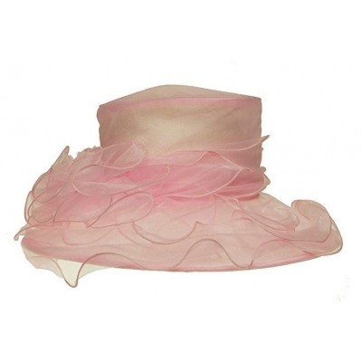 August Hats s Formal Sheer Wide Ruffle Brim Packable Hat Pink Adjustable 766288980020 eb-89128991